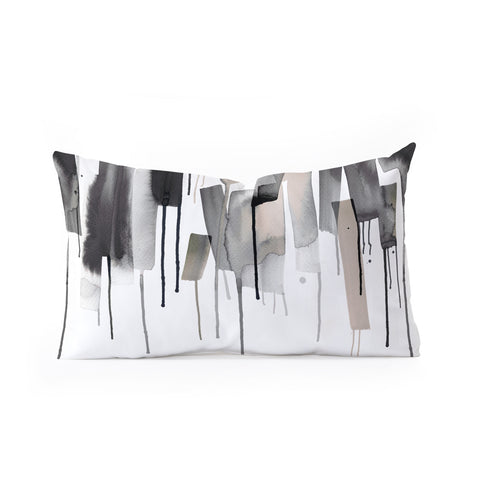 Ninola Design Watery stripes border Black Oblong Throw Pillow