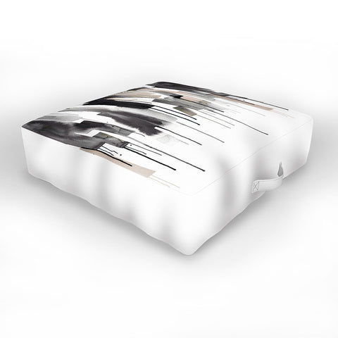 Ninola Design Watery stripes border Black Outdoor Floor Cushion