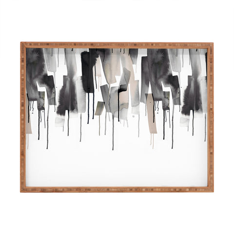 Ninola Design Watery stripes border Black Rectangular Tray