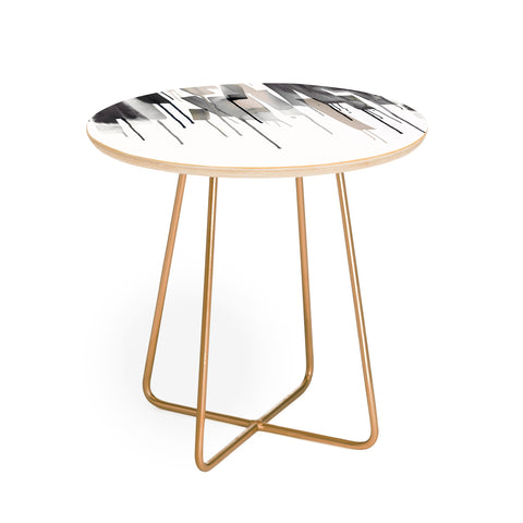 Ninola Design Watery stripes border Black Round Side Table