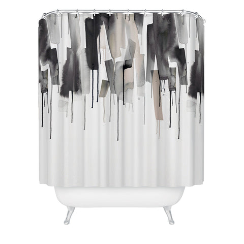 Ninola Design Watery stripes border Black Shower Curtain