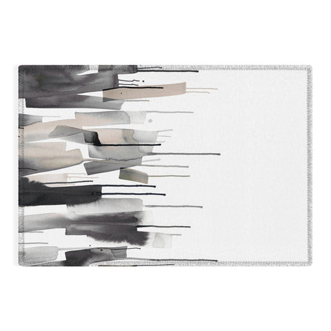 Ninola Design Watery stripes border Black Outdoor Rug