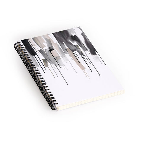 Ninola Design Watery stripes border Black Spiral Notebook