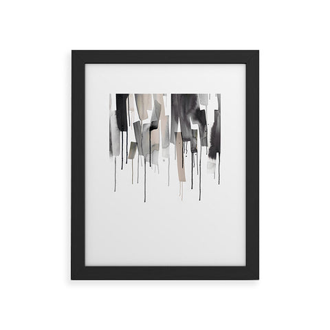 Ninola Design Watery stripes border Black Framed Art Print