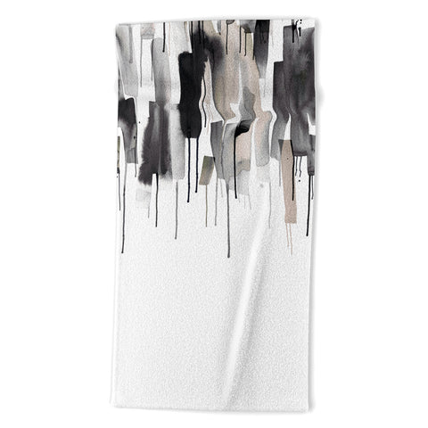 Ninola Design Watery stripes border Black Beach Towel