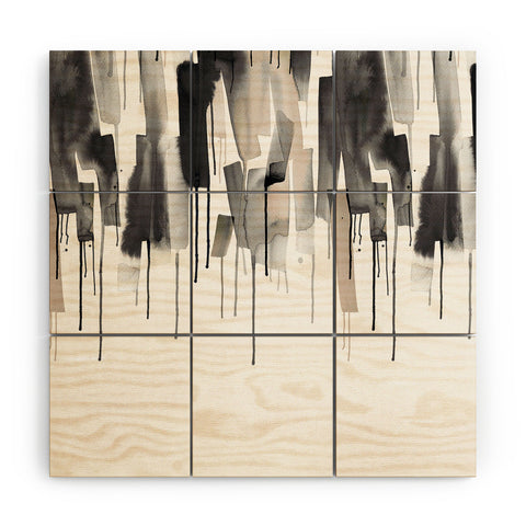 Ninola Design Watery stripes border Black Wood Wall Mural