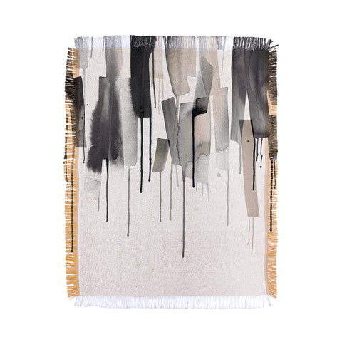 Ninola Design Watery stripes border Black Throw Blanket