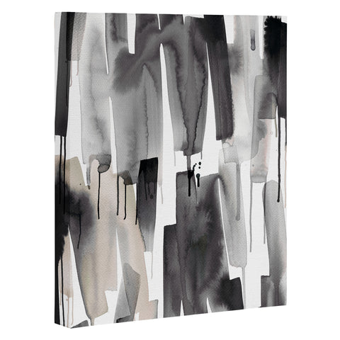 Ninola Design Watery stripes Japandi Black Art Canvas
