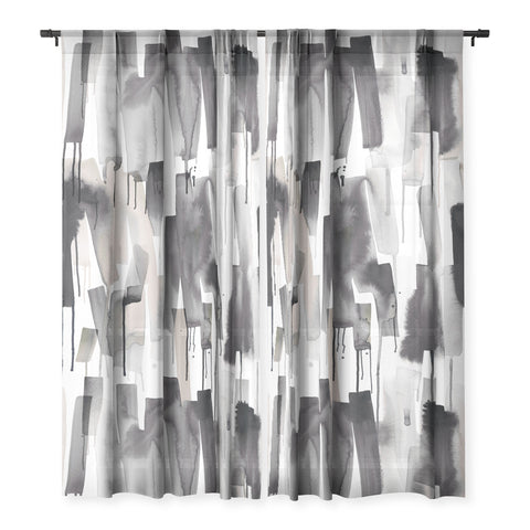 Ninola Design Watery stripes Japandi Black Sheer Non Repeat