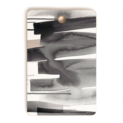 Ninola Design Watery stripes Japandi Black Cutting Board Rectangle
