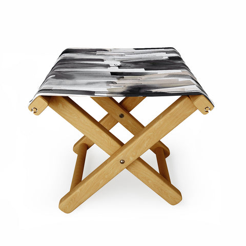 Ninola Design Watery stripes Japandi Black Folding Stool