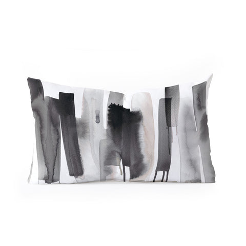 Ninola Design Watery stripes Japandi Black Oblong Throw Pillow