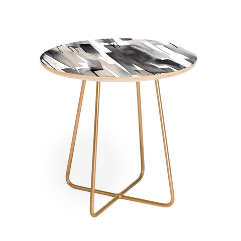 Ninola Design Watery stripes Japandi Black Round Side Table