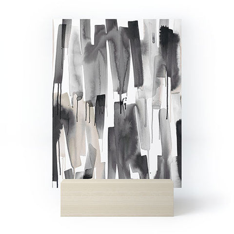 Ninola Design Watery stripes Japandi Black Mini Art Print