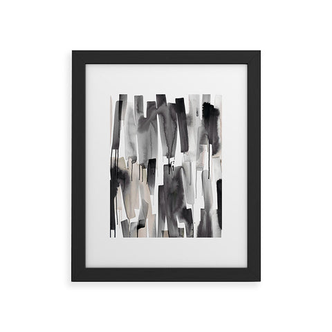 Ninola Design Watery stripes Japandi Black Framed Art Print