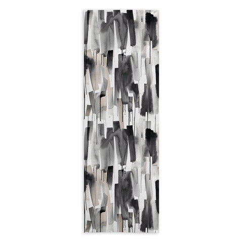 Ninola Design Watery stripes Japandi Black Yoga Towel