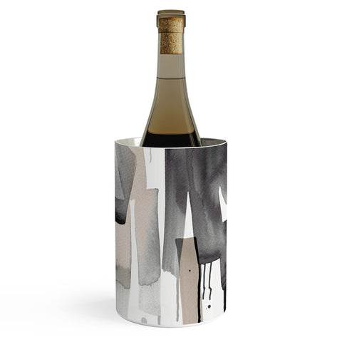 Ninola Design Watery stripes Japandi Black Wine Chiller