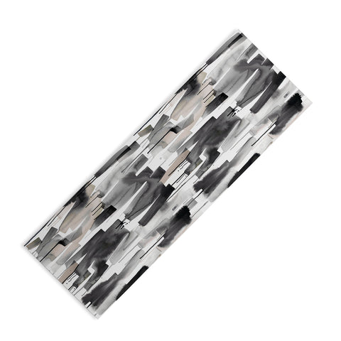 Ninola Design Watery stripes Japandi Black Yoga Mat