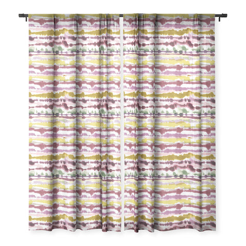 Ninola Design Waves Watercolor Lines Purple Sheer Window Curtain