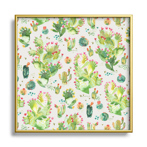 Ninola Design Western Cacti Natural Metal Square Framed Art Print