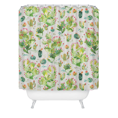 Ninola Design Western Cacti Natural Shower Curtain