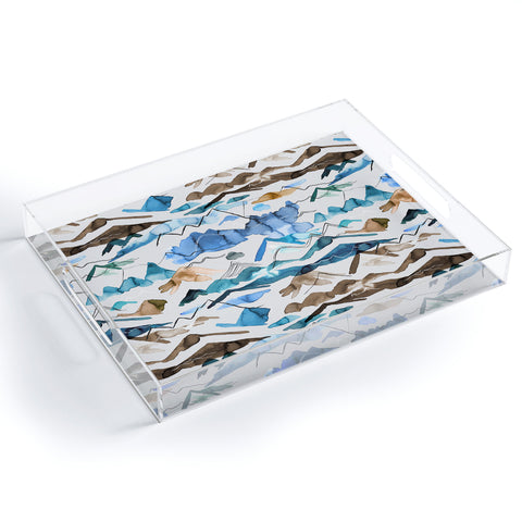 Ninola Design Western landscape watercolor Blue Acrylic Tray