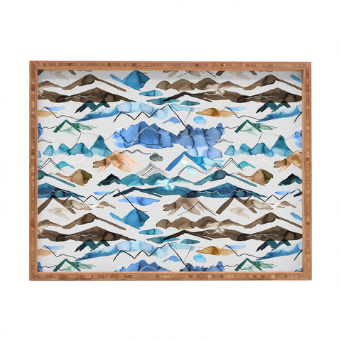 Ninola Design Western landscape watercolor Blue Rectangular Tray