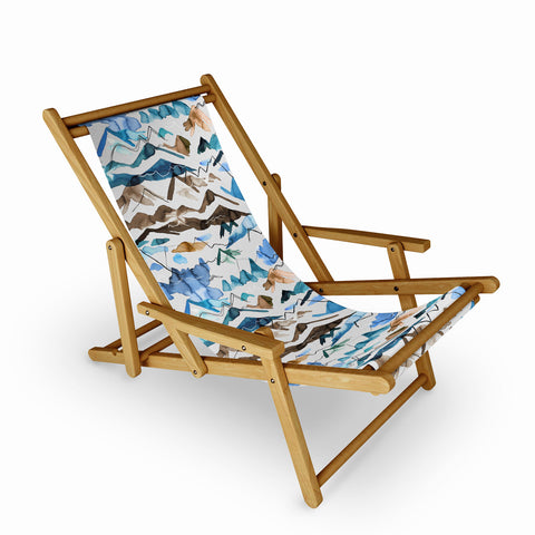 Ninola Design Western landscape watercolor Blue Sling Chair