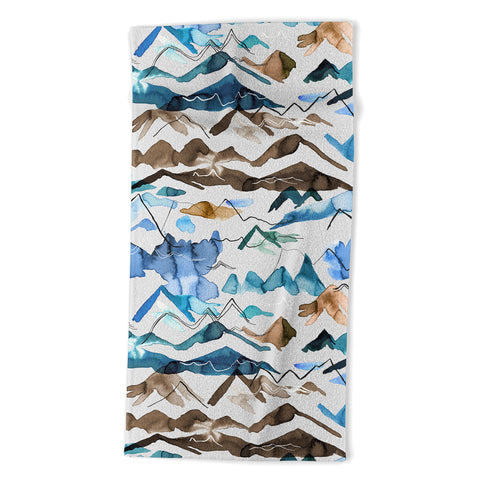 Ninola Design Western landscape watercolor Blue Beach Towel