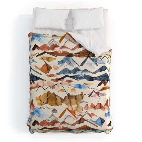 Ninola Design Western landscape watercolor Duvet Cover
