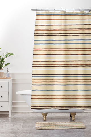 Ninola Design Western Stripes Shower Curtain And Mat