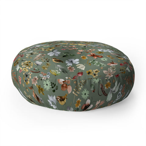 Ninola Design Wild nature Countryside Green Floor Pillow Round