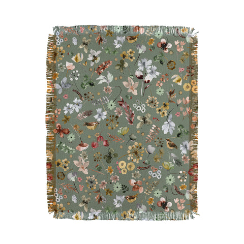 Ninola Design Wild nature Countryside Green Throw Blanket