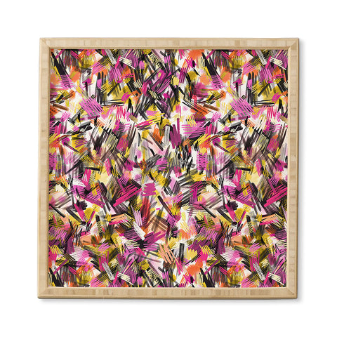 Ninola Design Wild Strokes Pink Yellow Framed Wall Art