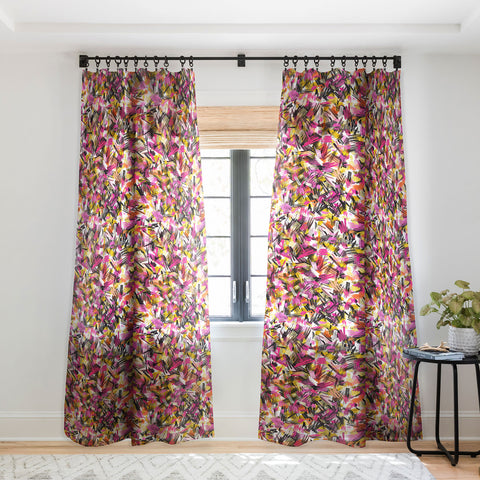Ninola Design Wild Strokes Pink Yellow Sheer Window Curtain