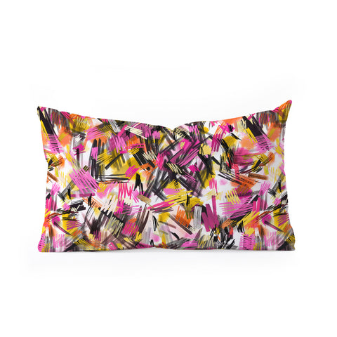 Ninola Design Wild Strokes Pink Yellow Oblong Throw Pillow