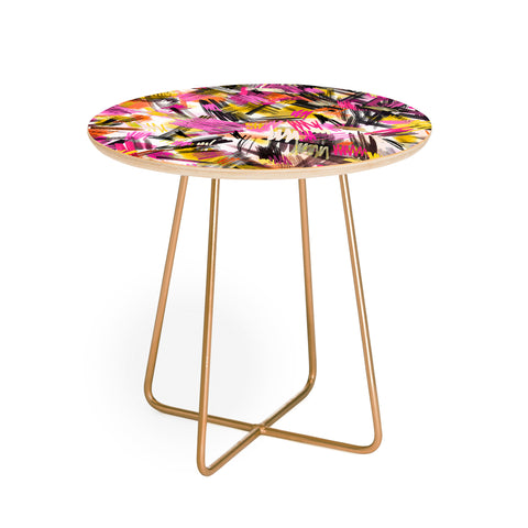 Ninola Design Wild Strokes Pink Yellow Round Side Table