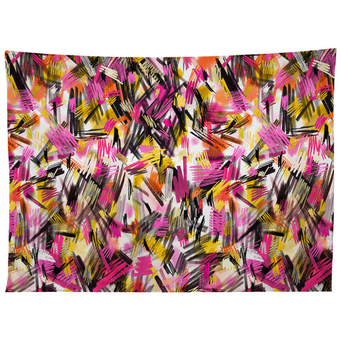 Ninola Design Wild Strokes Pink Yellow Tapestry