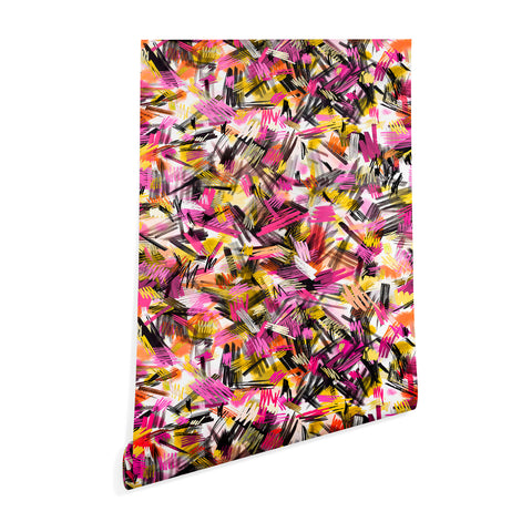 Ninola Design Wild Strokes Pink Yellow Wallpaper