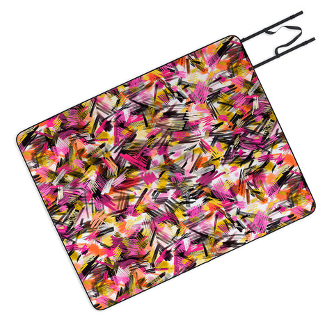 Ninola Design Wild Strokes Pink Yellow Picnic Blanket