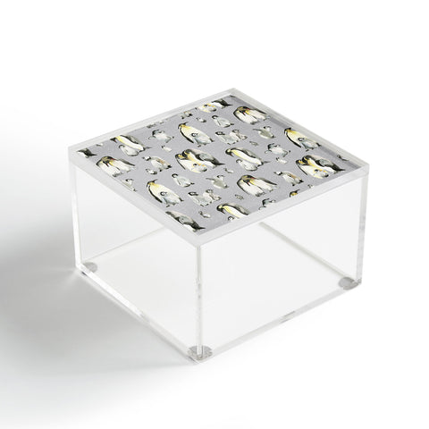 Ninola Design Winter Cute Penguins Gray Acrylic Box