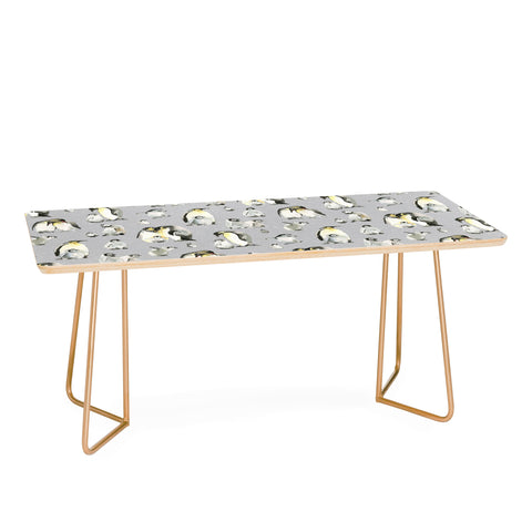 Ninola Design Winter Cute Penguins Gray Coffee Table