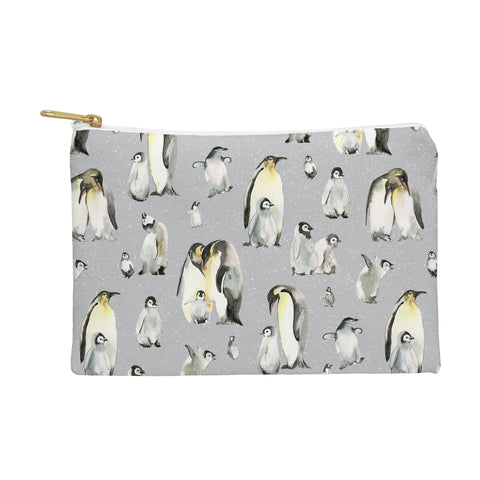 Ninola Design Winter Cute Penguins Gray Pouch