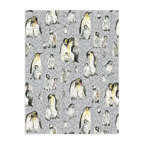 Ninola Design Winter Cute Penguins Gray Puzzle