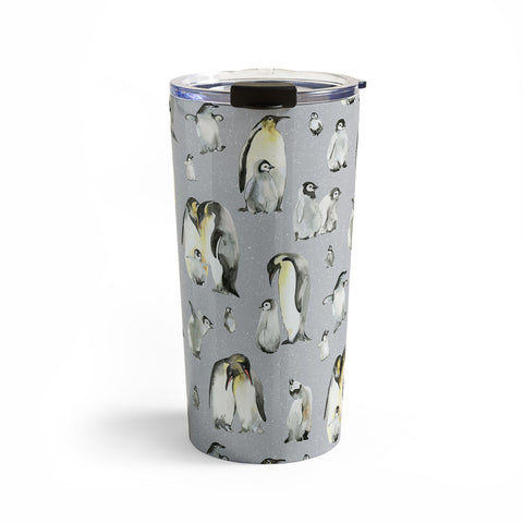 Ninola Design Winter Cute Penguins Gray Travel Mug