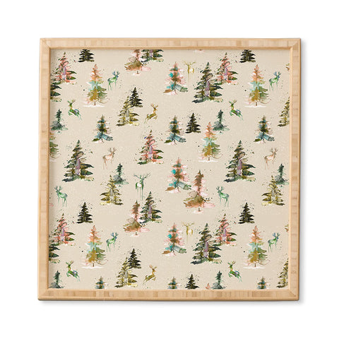 Ninola Design Winter deers forest Beige Framed Wall Art