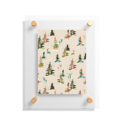 Ninola Design Winter deers forest Beige Floating Acrylic Print
