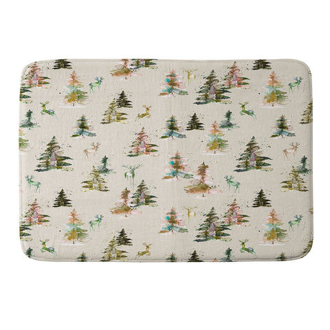 Ninola Design Winter deers forest Beige Memory Foam Bath Mat
