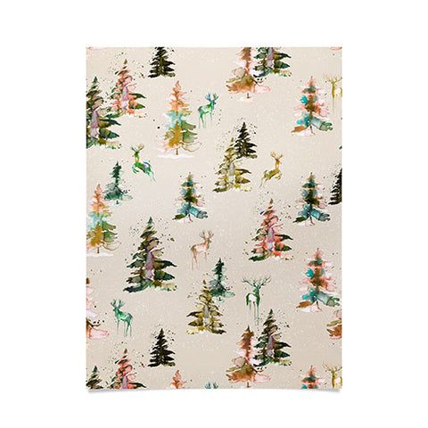 Ninola Design Winter deers forest Beige Poster
