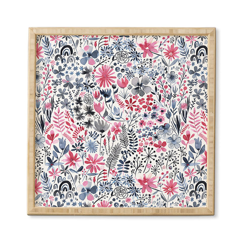 Ninola Design Winter ink flowers Framed Wall Art